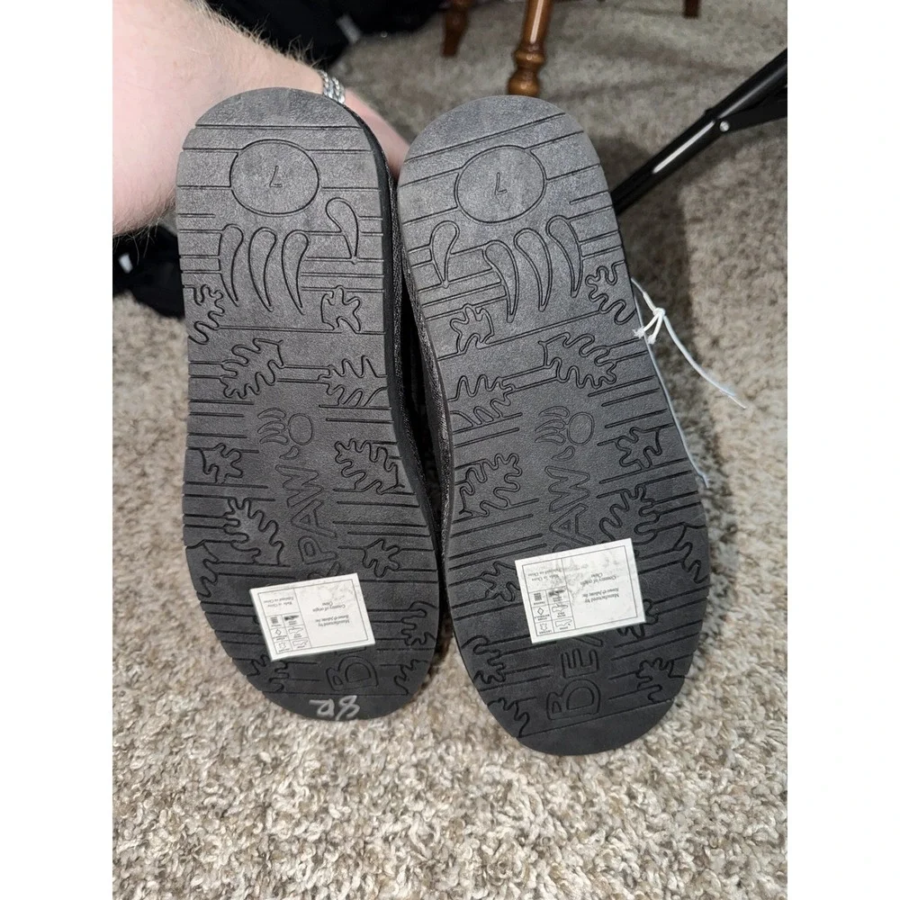 BearPaw‎ Valerie Cow Suede Faux Leather Lined Mid Calf Boots Black Womens 7 NWT